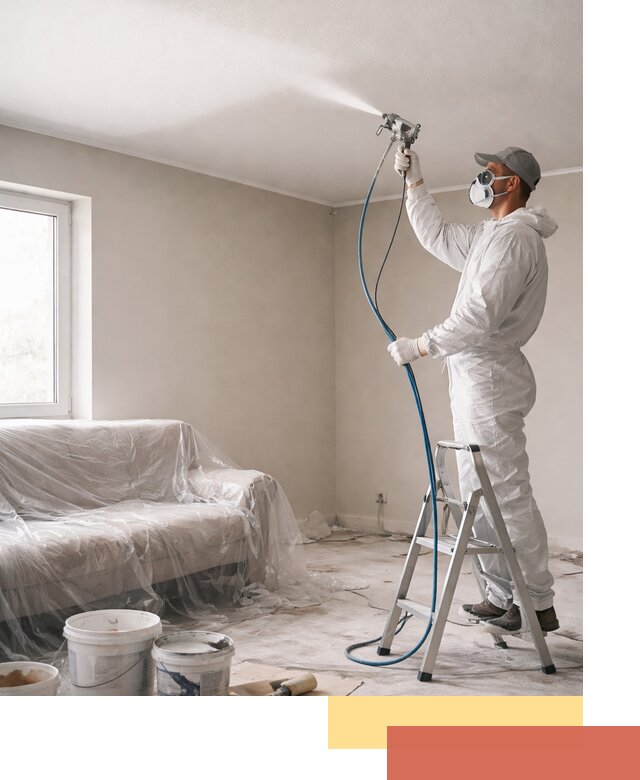 Покраска потолка краскопультом в Магнитогорске быстро и качественно